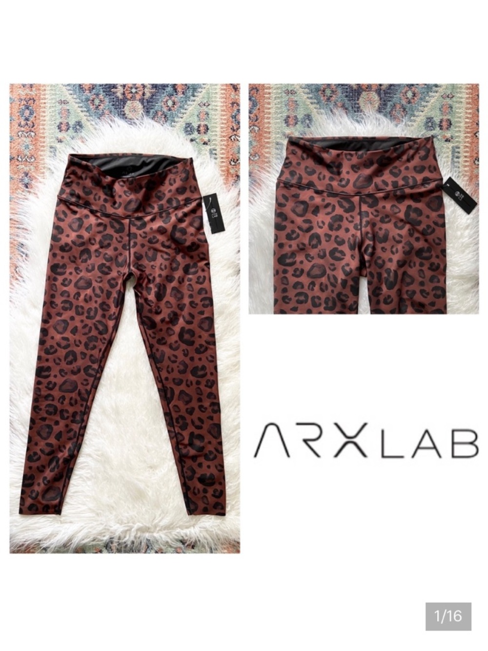 arx lab leopard leggings yoga athletic pant animal print seamless brown medium